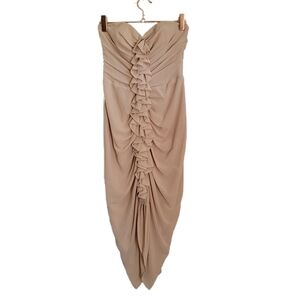 H&M Dress Size 2 Nude Ruffle Front Strapless